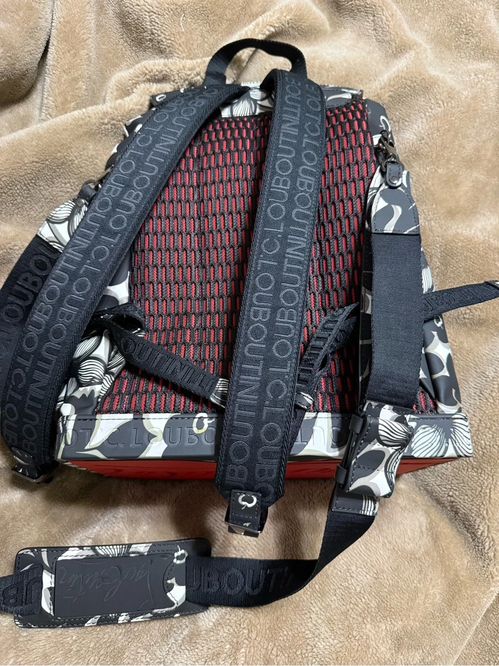 Christian Louboutin Floral Print Backpack - Black & White